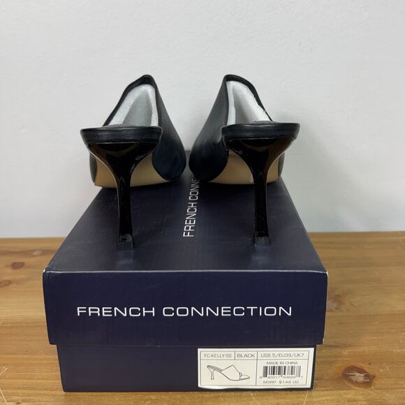 New French Connection Black Kelly Toe Loop High Heel Sandals Women's Size 8.5 - Picture 7 of 8